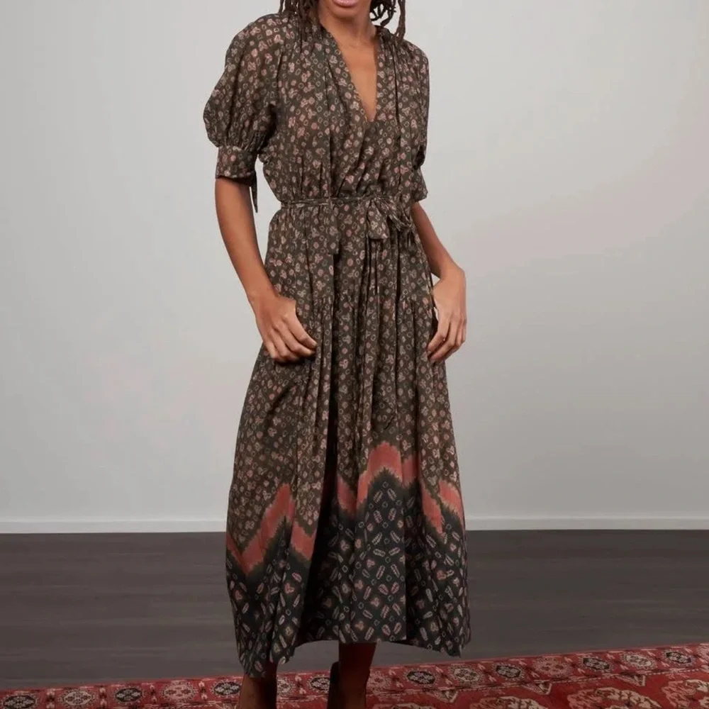 Ulla Johnson Brown and Pink Patterned Dress - Picture 1 of 6